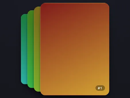 A preview of the react-infinite-feed example: numbered gradient cards in a stack, with Previous and Next controls and a Card 1 of 8 readout.